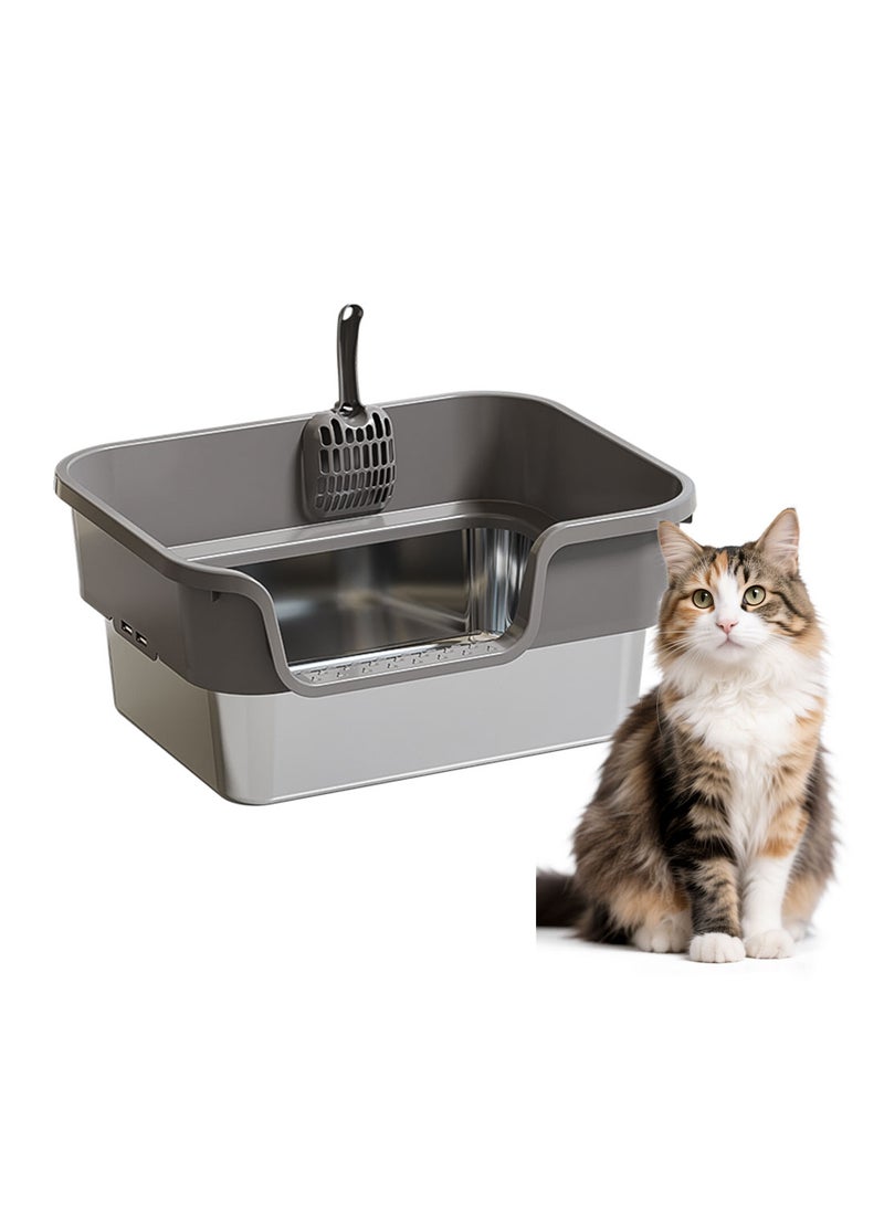 Kidle Stainless Steel Cat Litter Box with Scoop Anti Splashing and Easy Clean - Image 1